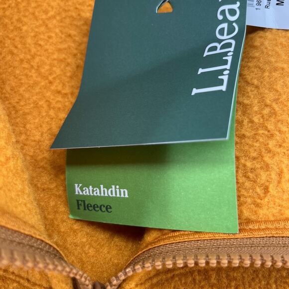 LL BEAN Jacket Womens M Katahdin Fleece Full Zip Mock Neck Sweatshirt Orange NEW - Picture 12 of 16